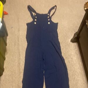 Navy Blue Overalls with Racerback Design